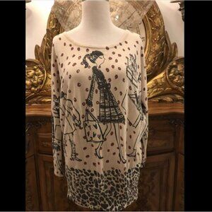 DJ & JUJU. "Shop Till U Drop" Pullover Tunic Sweater. SIZE XL. Bust 48" B6